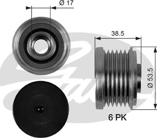 Gates OAP7055 - Шкив генератора, муфта autospares.lv