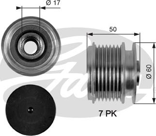 Gates OAP7058 - Шкив генератора, муфта autospares.lv