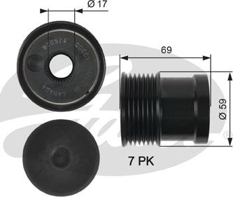 Gates OAP7069 - Шкив генератора, муфта autospares.lv