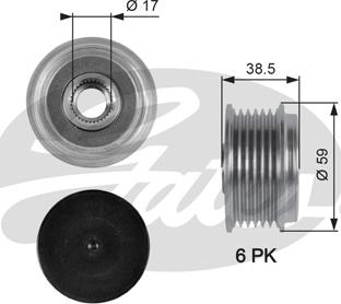 Gates OAP7063 - Шкив генератора, муфта autospares.lv