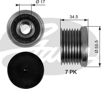 Gates OAP7084 - Шкив генератора, муфта autospares.lv