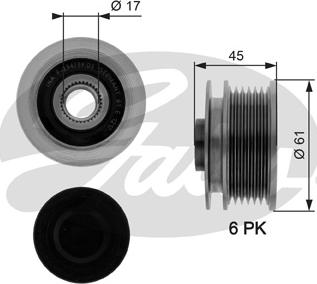 Gates OAP7087 - Шкив генератора, муфта autospares.lv