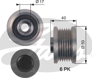 Gates OAP7144 - Шкив генератора, муфта autospares.lv