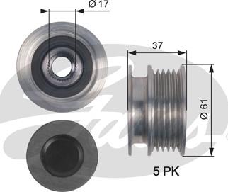 Gates OAP7145 - Шкив генератора, муфта autospares.lv