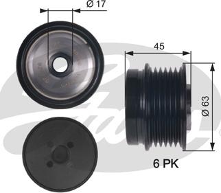 Gates OAP7141 - Шкив генератора, муфта autospares.lv