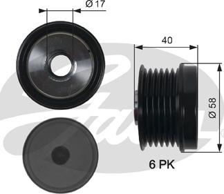 Gates OAP7158 - Шкив генератора, муфта autospares.lv