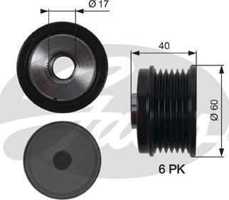 Gates OAP7153 - Шкив генератора, муфта autospares.lv