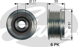 Gates OAP7166 - Шкив генератора, муфта autospares.lv