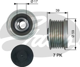 Gates OAP7189 - Шкив генератора, муфта autospares.lv