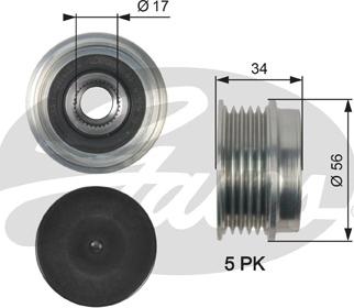 Gates OAP7127 - Шкив генератора, муфта autospares.lv