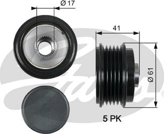 Gates OAP7173 - Шкив генератора, муфта autospares.lv