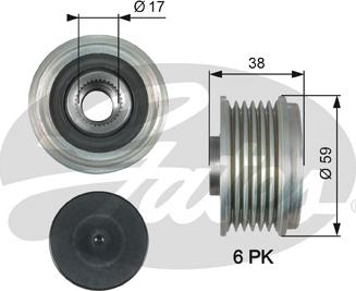 Gates OAP7177 - Шкив генератора, муфта autospares.lv