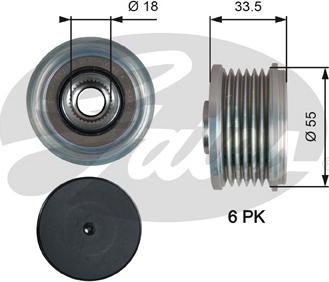 Gates OAP7216 - Шкив генератора, муфта autospares.lv