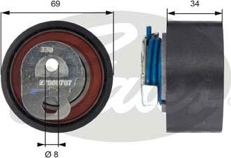 Gates T43163 - Натяжной ролик, зубчатый ремень ГРМ autospares.lv