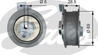 Gates T43242 - Натяжной ролик, зубчатый ремень ГРМ autospares.lv