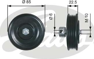 Gates T39286 - Ролик, поликлиновый ремень autospares.lv