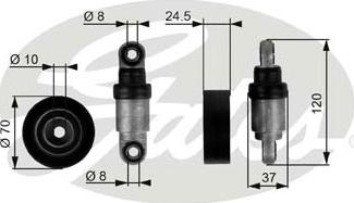 Gates T38244 - Ролик, поликлиновый ремень autospares.lv