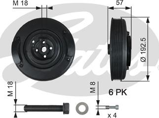 Gates TVD1033A - Шкив коленчатого вала autospares.lv