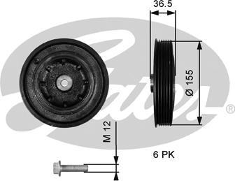 Gates TVD1128A - Шкив коленчатого вала autospares.lv