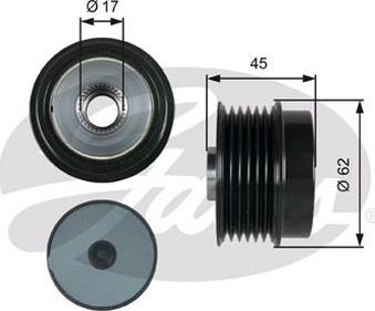 GATES-AU OAP7180 - Шкив генератора, муфта autospares.lv