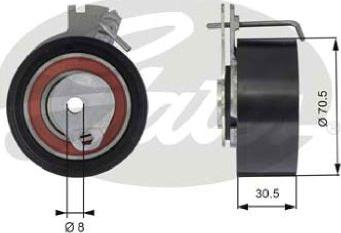 GATES-AU T43159 - Натяжной ролик, зубчатый ремень ГРМ autospares.lv