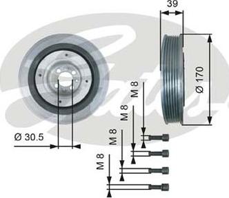 GATES-AU TVD1013 - Шкив коленчатого вала autospares.lv