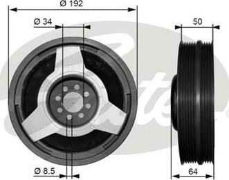 GATES-AU TVD1030 - Шкив коленчатого вала autospares.lv