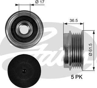 GATES-SEA OAP7041 - Шкив генератора, муфта autospares.lv