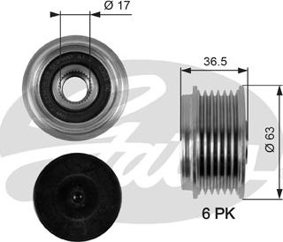 GATES-SEA OAP7051 - Шкив генератора, муфта autospares.lv