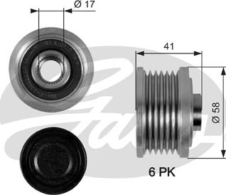 GATES-SEA OAP7052 - Шкив генератора, муфта autospares.lv