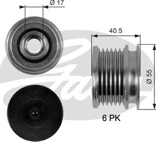 GATES-SEA OAP7057 - Шкив генератора, муфта autospares.lv