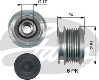 GATES-SEA OAP7013 - Шкив генератора, муфта autospares.lv