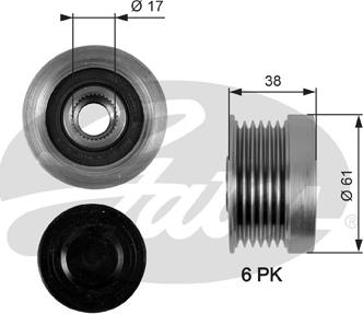 GATES-SEA OAP7036 - Шкив генератора, муфта autospares.lv