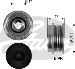 GATES-SEA OAP7033 - Шкив генератора, муфта autospares.lv