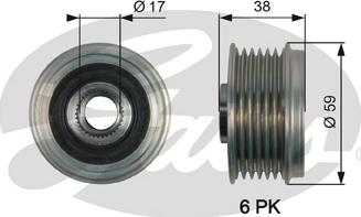 GATES-SEA OAP7168 - Шкив генератора, муфта autospares.lv