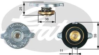 GATES-SEA RC122 - Крышка горловины радиатора autospares.lv