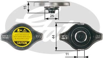 GATES-SEA RC127 - Крышка горловины радиатора autospares.lv