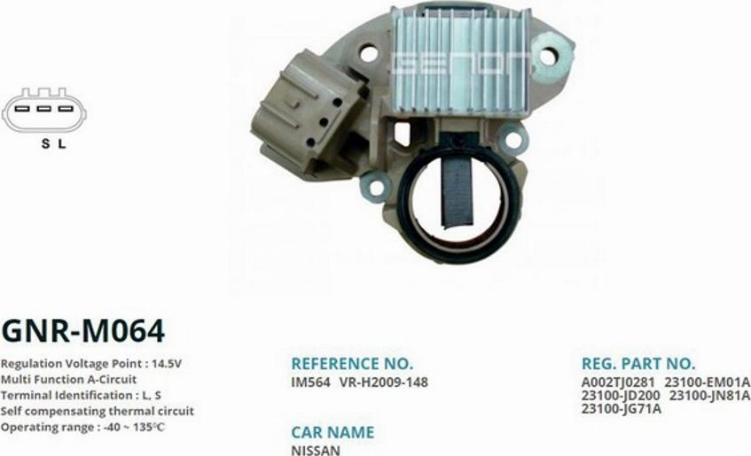 Genon GNR-M064 - Генератор autospares.lv