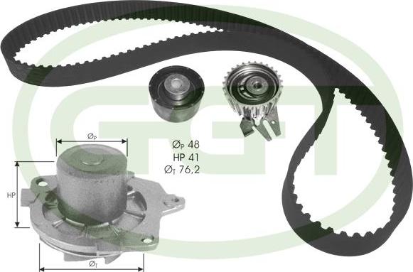 GGT KPA20114 - Водяной насос + комплект зубчатого ремня ГРМ autospares.lv