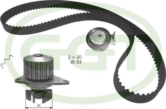 GGT KPA20134 - Водяной насос + комплект зубчатого ремня ГРМ autospares.lv