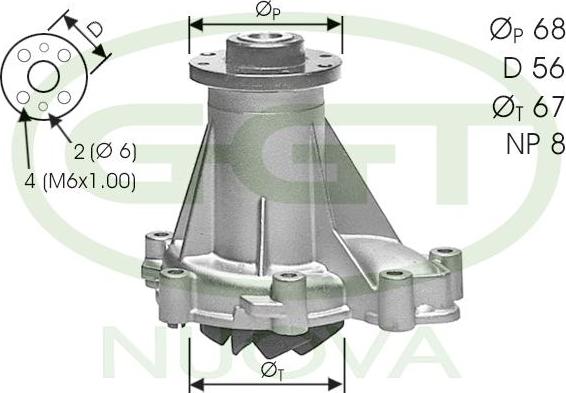 GGT PA10516 - Водяной насос autospares.lv