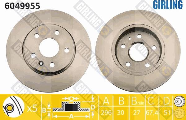 Girling 6049955 - Тормозной диск autospares.lv