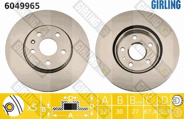 Girling 6049965 - Тормозной диск autospares.lv