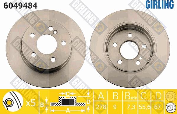 Girling 6049484 - Тормозной диск autospares.lv