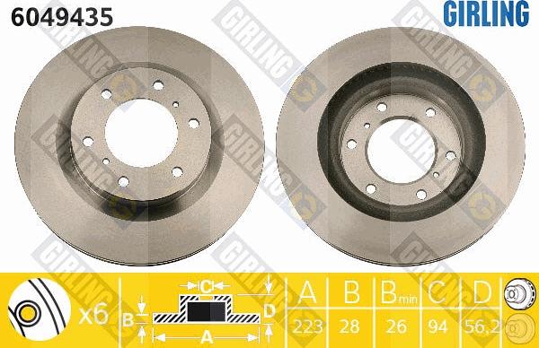 Girling 6049435 - Тормозной диск autospares.lv