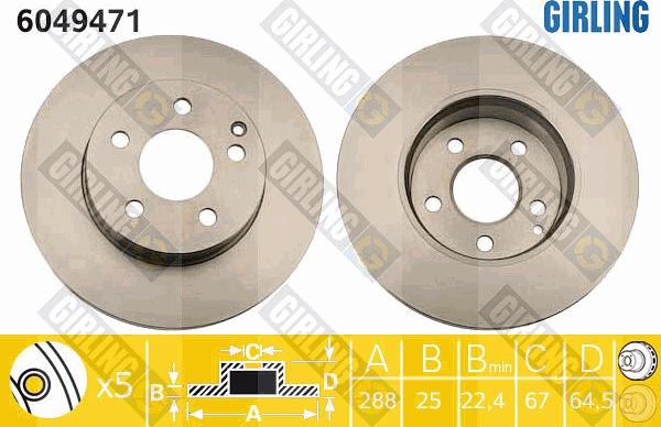 Girling 6049471 - Тормозной диск autospares.lv