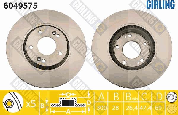 Girling 6049575 - Тормозной диск autospares.lv