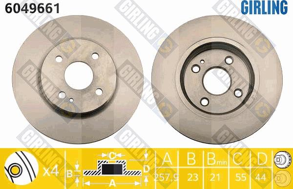 Girling 6049661 - Тормозной диск autospares.lv