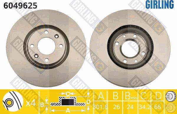 Girling 6049625 - Тормозной диск autospares.lv