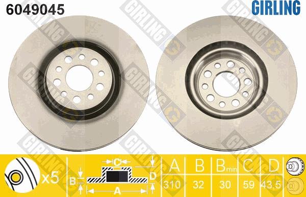 Girling 6049045 - Тормозной диск autospares.lv